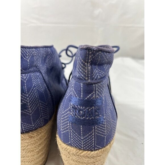 Toms Shashiko TOMS Blue Canvas Desert Wedge Bootie Espadrille 8.5 - Picture 7 of 14
